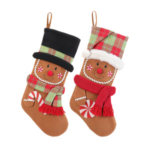 WH TW0415 <b>Gingerbread</b> Man <b>Christmas</b> Stockings Cloth Embroidery Handicraft Home <b>Decor</b> Gift Bags Hanging Ornaments - Product Image 5