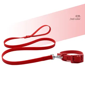 Newest pet products PVC silicone material adjustable dog collar leash set waterproof Luxury dog leads 17 colors available