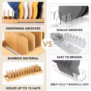 Wooden Tabletop <b>Hat</b> Rack Extendable Baseball Cap Holder <b>Hat</b> Storage Desktop Organization <b>Standing</b> Type Natural Wood Color - Product Image 5