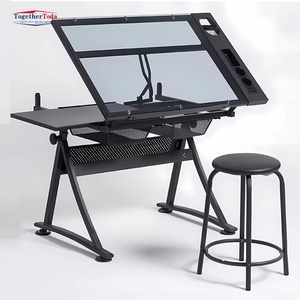 <span class=keywords><strong>Table</strong></span> à Dessin Professionnelle pour Écoles Modernes et Chaises en Verre à Angle Réglable - Product Image 1