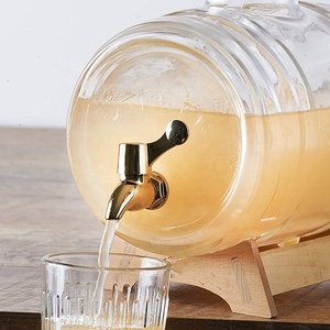 Dispensador de licor de barril, dosificador de bebidas de vidrio, 3,5 <span class=keywords><strong>L</strong></span>, transparente, con Base de madera - Product Image 5