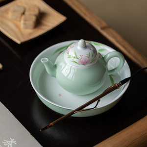 Guanlan Hand-Painted Lily Ceramic Teapot Green Bean Paste Round With Lid Kung Fu <b>Tea</b> <b>Set</b> - Product Image 3