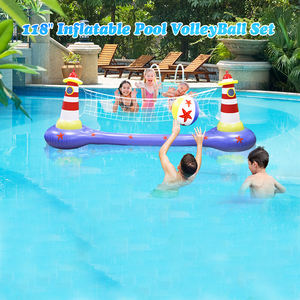Ensemble de jouets aquatiques gonflables pour enfants et adultes, comprenant un filet de volley-ball, des paniers de basket-ball, un jeu de piscine pour le divertissement aquatique - Product Image 4