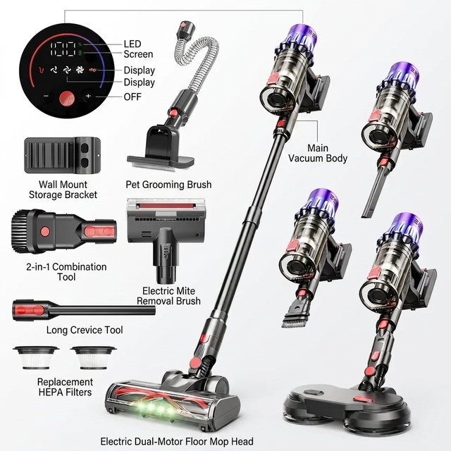 Cordless Bagless Handheld Vacuum Cleaner Upgraded Powerful HEPA Filter Lightweight 50-Minute Runtime for Home Pet Hair Carpets