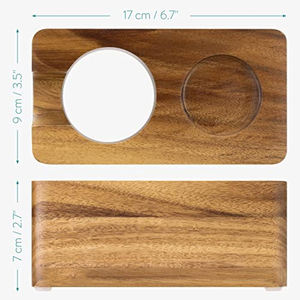 Wooden Rectangle Espresso Tamper Station with Tamper Mat and <b>Portafilter</b> Stand for Home Cafe Bar Coffee Tools - Product Image 3