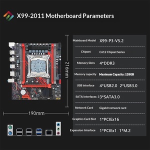 เมนบอร์ด Angxun X99D3P3 X99 รองรับ DDR3 128GB แบบดูอัลแชนแนล สำหรับเดสก์ท็อป เกมมิ่ง มัลติ-ทัคกิ้ง ชิปเซ็ต X99 ซีรีส์ V3 V4 รองรับ Hi - Product Image 4