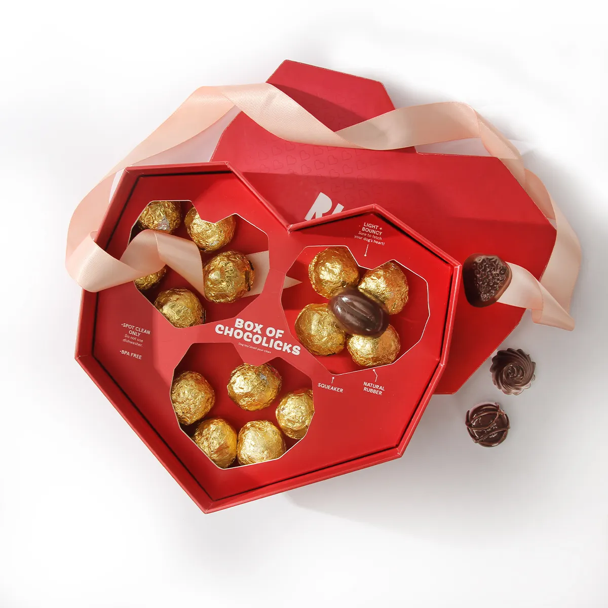علبة هدايا عيد الحب للشوكولاتة القابلة لإعادة التدوير علبة حلوى حمراء على شكل قلب للشوكولاتة