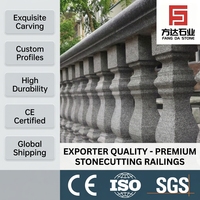 Balustrade en granit G603 de qualité supérieure, balustres et poteaux sculptés à la main avec embout sphérique pour rampe d'escalier et main courante