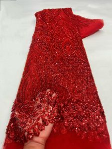 NI.AI Nuovo Design Tessuto Ricamato con Motivi Simmetrici, Pizzo in Rete con Paillettes e Perle, Tessuto in Pizzo con Paillettes - Product Image 4