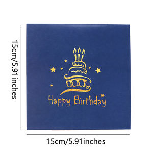 Biglietto di <span class=keywords><strong>auguri</strong></span> 3D piegato a mano Vintage torta di <span class=keywords><strong>compleanno</strong></span> candela Pop up biglietti scritti a mano per festa di <span class=keywords><strong>compleanno</strong></span> di amici di famiglia regalo - Product Image 4
