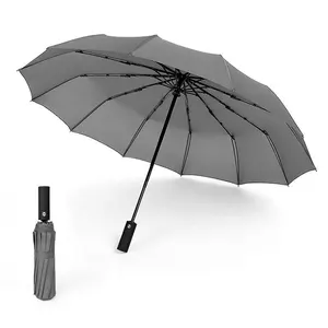 Cheap Price 12k Windproof Safety Reflective Umbrella 3 Folding Automatic Smart Reverse Umbrella Promotional