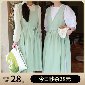 Women Reversible Bib Apron Solid Color Breathable Kitchen Home Work Daily Use - Product Image 5