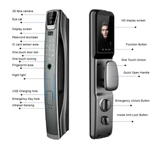 Yiyeq fechadura tk02, fechadura de porta inteligente, com reconhecimento facial, totalmente automático, para portas externas, controle remoto