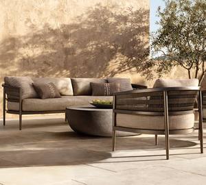 Ensemble de <span class=keywords><strong>salon</strong></span> de <span class=keywords><strong>jardin</strong></span> modulaire de luxe, design moderne, en aluminium, pour patio, avec canapé extérieur sectionnel. - Product Image 1