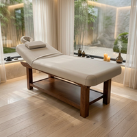 Lit de massage de luxe en bois massif Woodenjoy au design moderne, avec matériaux en cuir et surface lisse, idéal pour les spas et salons de beauté professionnels.