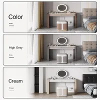 Coiffeuse italienne moderne et minimaliste Coffre de rangement en cuir léger Bureau de maquillage intégré de luxe pour petite salle de bain