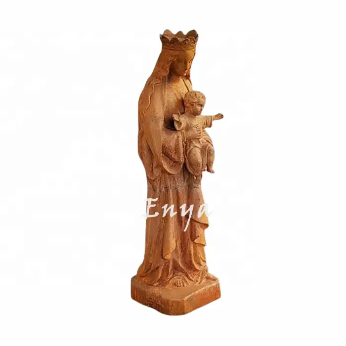 Grote Gietijzeren Tuin Sier Katholieke Religieuze Onze Dame Van Fatima Moeder Maagd Maria En Baby Standbeeld