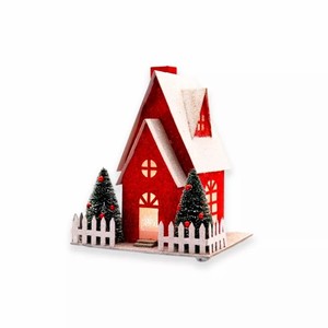 <strong>Christmas</strong> Style <strong>Village</strong> Building Design Glitter Paper <strong>House</strong> Ornament Light Festival Decorated Gift for Holiday Decorations - Product Image 1
