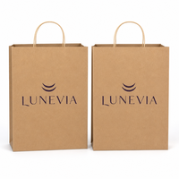 Sac en papier kraft biodégradable avec poignées en corde, durable, écologique, emballage alimentaire pour la vente au détail, vente en gros