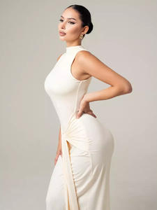 OuYaan tenue pour femme élégante sans manches à lacets débardeur jupe taille haute robe <span class=keywords><strong>Maxi</strong></span> Sexy Slim Fit moulante robe de soirée Chic - Product Image 3