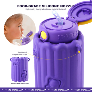 Cấp thực phẩm trẻ em thép không gỉ cách điện chai nước rơm khóa nắp với Splash-proof EVA chai nước Bìa - Product Image 6