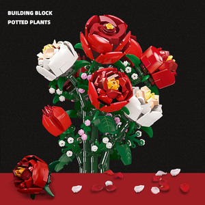 JIESTAR JJ9010 818PCS <strong>Flower</strong> Serie Rose <strong>Vase</strong> Potted Plant Ornament Building Block Model Technical Educational Toy Festival Gift - Product Image 3