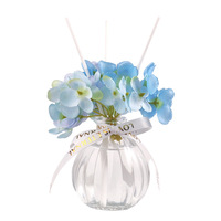 Diffuseur de parfum de luxe en verre en forme de citrouille avec fleur artificielle d'hortensia pour l'aromathérapie, idéal pour les mariages, les fêtes et la décoration intérieure