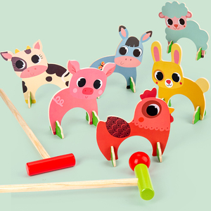 Jouet de mini-golf pour bébé, jeu de <span class=keywords><strong>croquet</strong></span> en bois de dessin animé, jeu de sport, jouets de porte-ball pour animaux, <span class=keywords><strong>jeux</strong></span> de famille pour enfants, jouets d'extérieur et d'intérieur pour enfants - Product Image 2