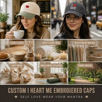 Gorra de Béisbol Bordada Personalizada con 'I Heart ME', Gorra 3D Puff Estilo Dad Hat, Dos Tonos, Autorealización, Ajustable, Venta al Por Mayor, OEM, MOQ Bajo