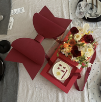 Boîte Cadeau de Luxe Portable pour la Saint-Valentin avec Rubans Décoratifs, Ruban Filé, Emballage Transparent pour Fleurs et Gâteaux - Vente en Gros