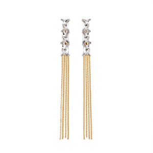 Pendientes Colgantes de Moda, Chapados en Oro PVD, Acero Inoxidable 316L, Diseño de Borla Larga, Resistentes y Sostenibles - Product Image 2