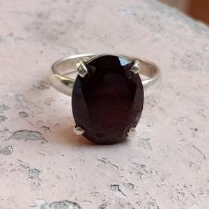 92.5 argent Sterling plaqué or grenat naturel à facettes ovale coupe chrétienne pierre précieuse bague de fiançailles pour femmes en gros - Product Image 6