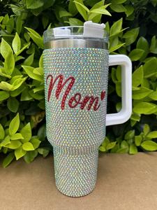 Tazza Termica con Glitter e Strass a Forma di Labbra che si Baciano, 40 oz, per San Valentino, con Manico e Fiocco a Cuore - Product Image 2