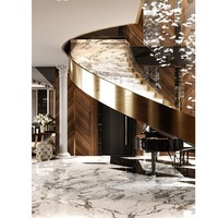 Escaliers courbes personnalisés avec différents types de designs d'escaliers en marbre naturel pour villa