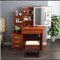 Coiffeuse de maquillage d'angle moderne au design européen avec miroir lumineux Meubles de chambre à coucher en bois Commode tiroirs pour lit