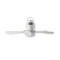 Ventilateur de plafond LED mini rechargeable extérieur à économie d'énergie, 3 couleurs changeantes, gradation, télécommande, corps en plastique, 5 pour tentes