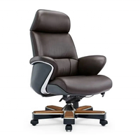 Chaise de bureau de directeur en cuir PU marron avec chaise design haut de gamme chaise de bureau de direction à dossier haut en cuir