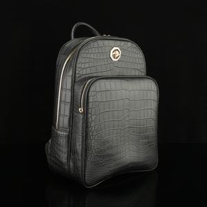 กระเป๋าเป้สะพายหลังหนังจระเข้แท้สำหรับผู้ชาย กระเป๋าใส่แล็ปท็อปแบบพกพาสำหรับเดินทาง ใช้ได้ทั้งพักผ่อนและธุรกิจ ดีไซน์เรียบง่ายทันสมัย - Product Image 1