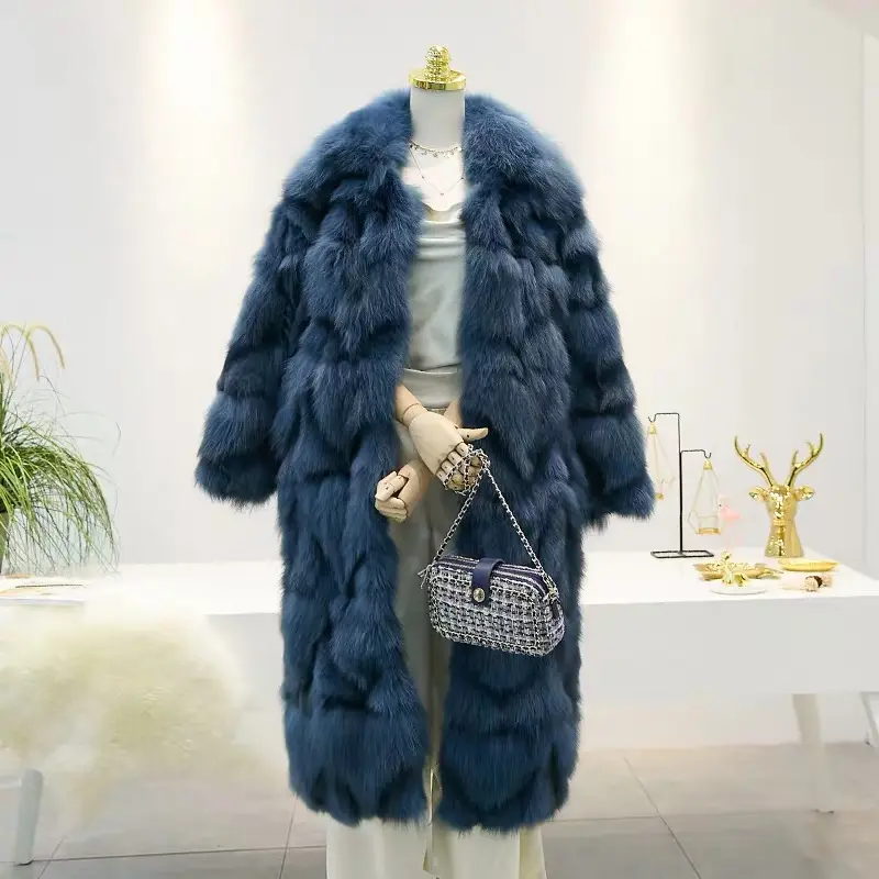 CX-G-A-26 Long Style Fox Fur Clothes Jackets Woman Garment Real Fur Coat for Winter