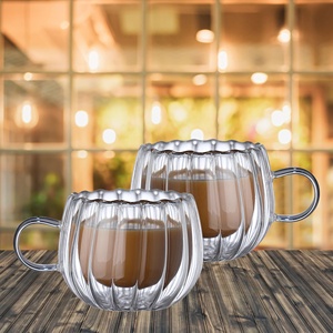 Elegante Doppelwandige Isolier-Kaffeetasse aus Glas mit Geriffeltem Rand und Thermischer Doppelschicht, Hitzebeständiger Dekotasse - Product Image 5