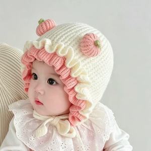 Xi Boyu – chapeau d'hiver en laine pour enfants, bonnet tricoté épais avec oreillettes pour bébés filles de 0 à 2 ans - Product Image 2