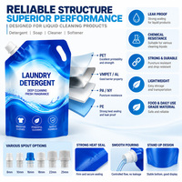 Pochettes de recharge personnalisées pour liquide vaisselle avec poignée, 500 ml, à bec verseur, bouchon à vis, anti-fuite, sans BPA, en plastique PET, OEM
