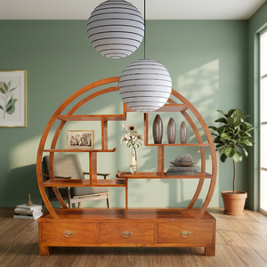 Oriental Tokyo Natural Teak Wood Display <b>Cabinet</b> Versatile Living Room or Bedroom Furniture for Home Use - Product Image 3