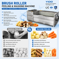 Machine industrielle multifonctionnelle de lavage, de nettoyage et de pelage des légumes avec brosse à rouleaux pour la transformation des pommes de terre, des carottes, des oignons et du gingembre en usine