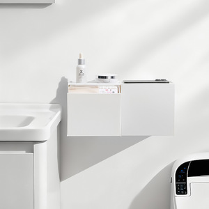 <b>Classic</b> Style Bathroom Square Wall-Mounted Storage Box Waterproof Toilet Storage Box No-Drill Organizer Shelf for Restroom - Product Image 4
