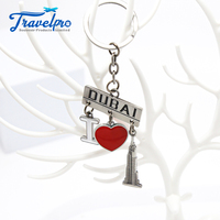 Porte-clés personnalisé en métal avec nom de pays, Dubaï, finition nickel brillant, impression numérique, souvenir touristique, porte-clés en alliage de zinc