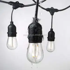 Luzes LED S14 para uso externo com lâmpadas Edison vintage inquebráveis e borracha comercial 5018044 à prova de intempéries