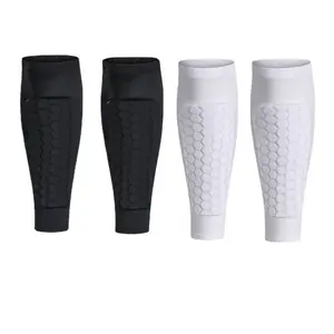 FSPG High Quality Gym Sport Leg Protector Compression Honeycomb Calf Guards Soccer Shin Guard Sleeves
