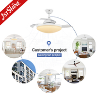 Ventilateur de plafond rétractable 1stshine, télécommande, compatible Alexa et Google, maison intelligente, qualité durable, fonction minuterie, 6 vitesses