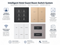 Interrupteurs muraux intelligents pour hôtel avec application Tuya, solution de gestion hôtelière avec matériau PC, RS485 RCU